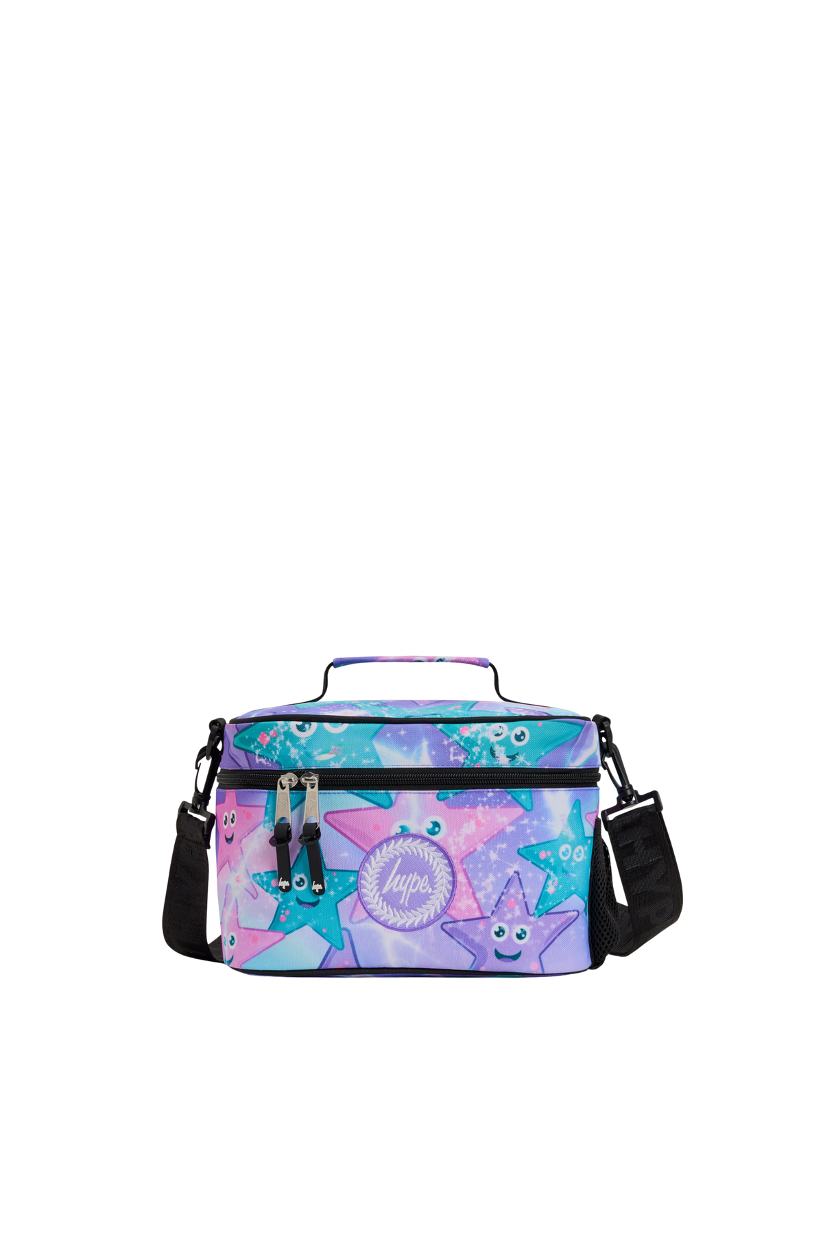 Hype Purple/Green Starfish school bag set open interior — compartments and features