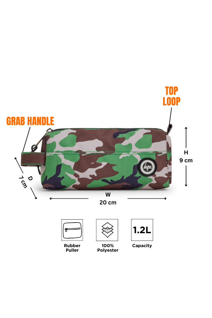 Hype Camo Crest pencil case — durable materials built for daily school life