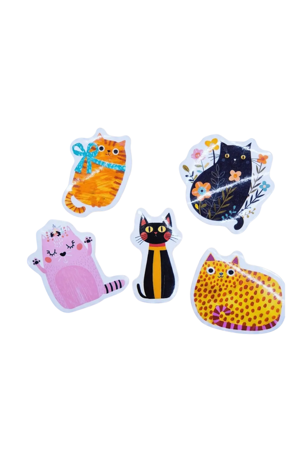 Cute Cats Sticker Pack, Set of 5