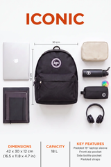 Backpack Iconic Black & Purple Glitter Scribble Hearts