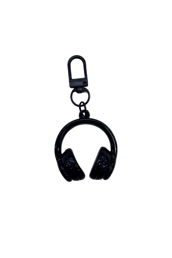 Black Headphone Charm Keyring