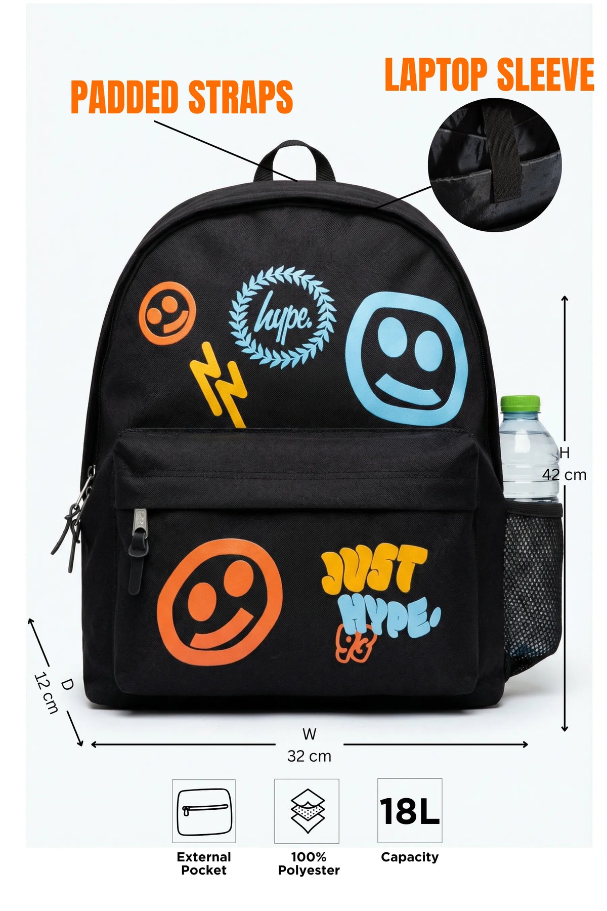 BLACK SMILEY ICON ICONIC BACKPACK