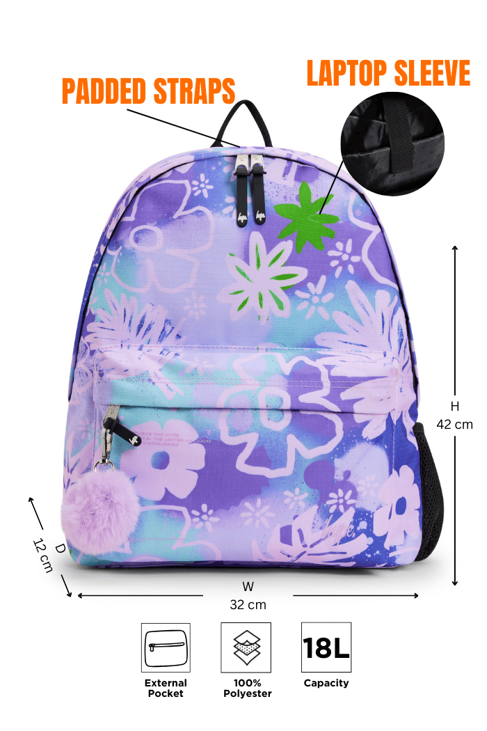 Backpack Iconic Purple Floral Doodle