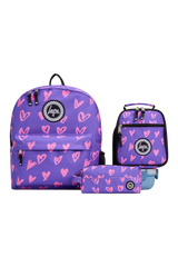 Hype Purple & Pink Scribble Heart school bag set — bold design for school in UAE