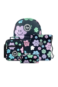 Backpack Iconic Set of 4 Black Happy Flowers