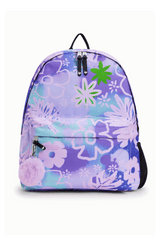 Hype Purple Floral Doodle school bag set front view — vibrant print and durable build