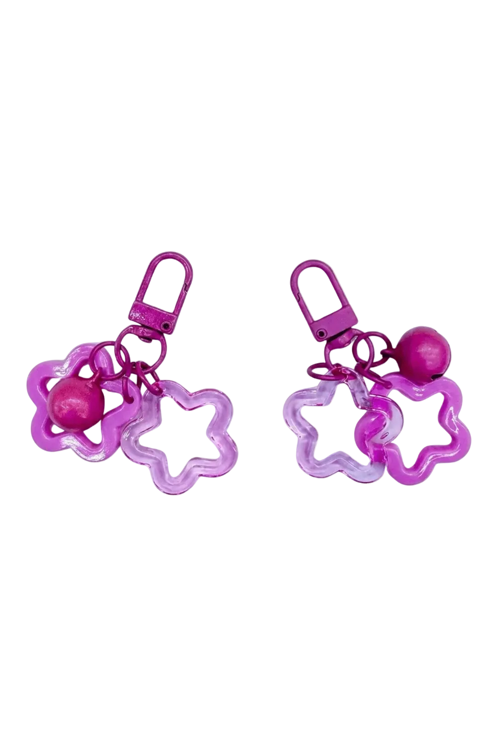 Pink Star Charm Keyrings, Set of 2