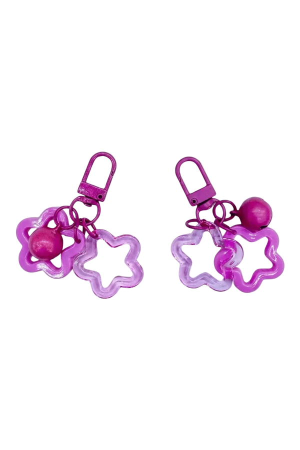 Pink Star Charm Keyrings, Set of 2