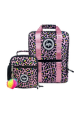 Backpack Boxy Set of 2 Pink Disco Leopard