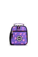 Hype Purple / Pink Scribble Heart school accessory open interior — compartments and features