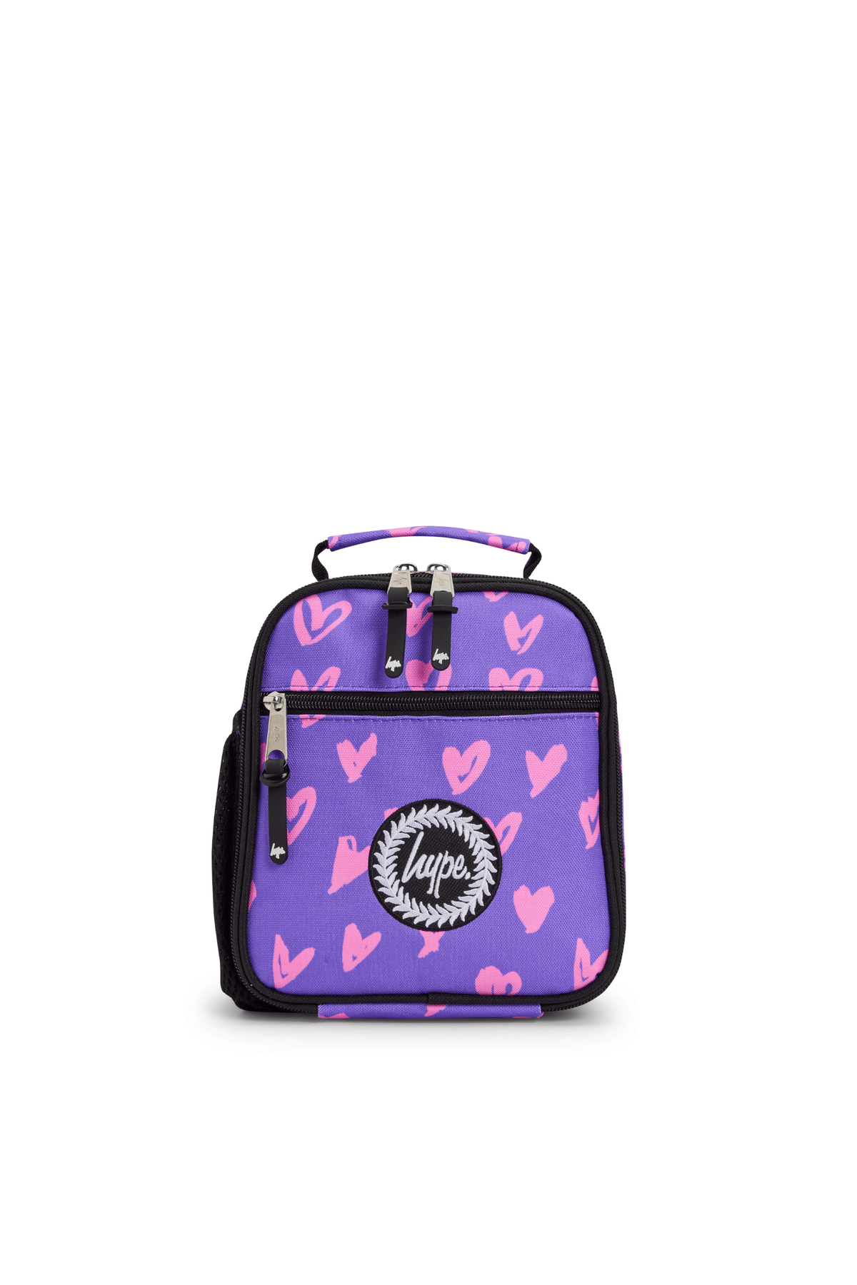 Hype Purple & Pink Scribble Heart school accessory front view — vibrant print and durable build