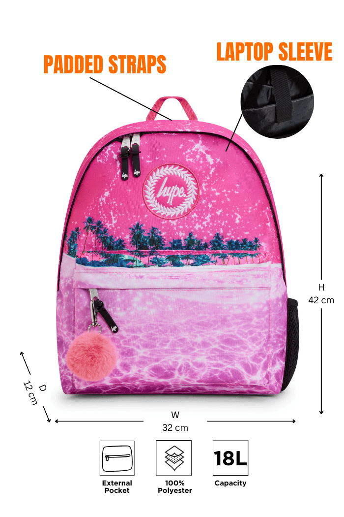 Hype Pink Palms backpack — additional view, trendy school accessory UAE