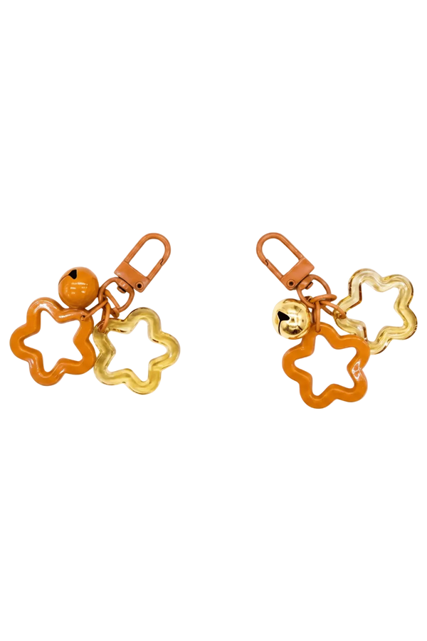 Orange Star Charm Keyrings, Set of 2