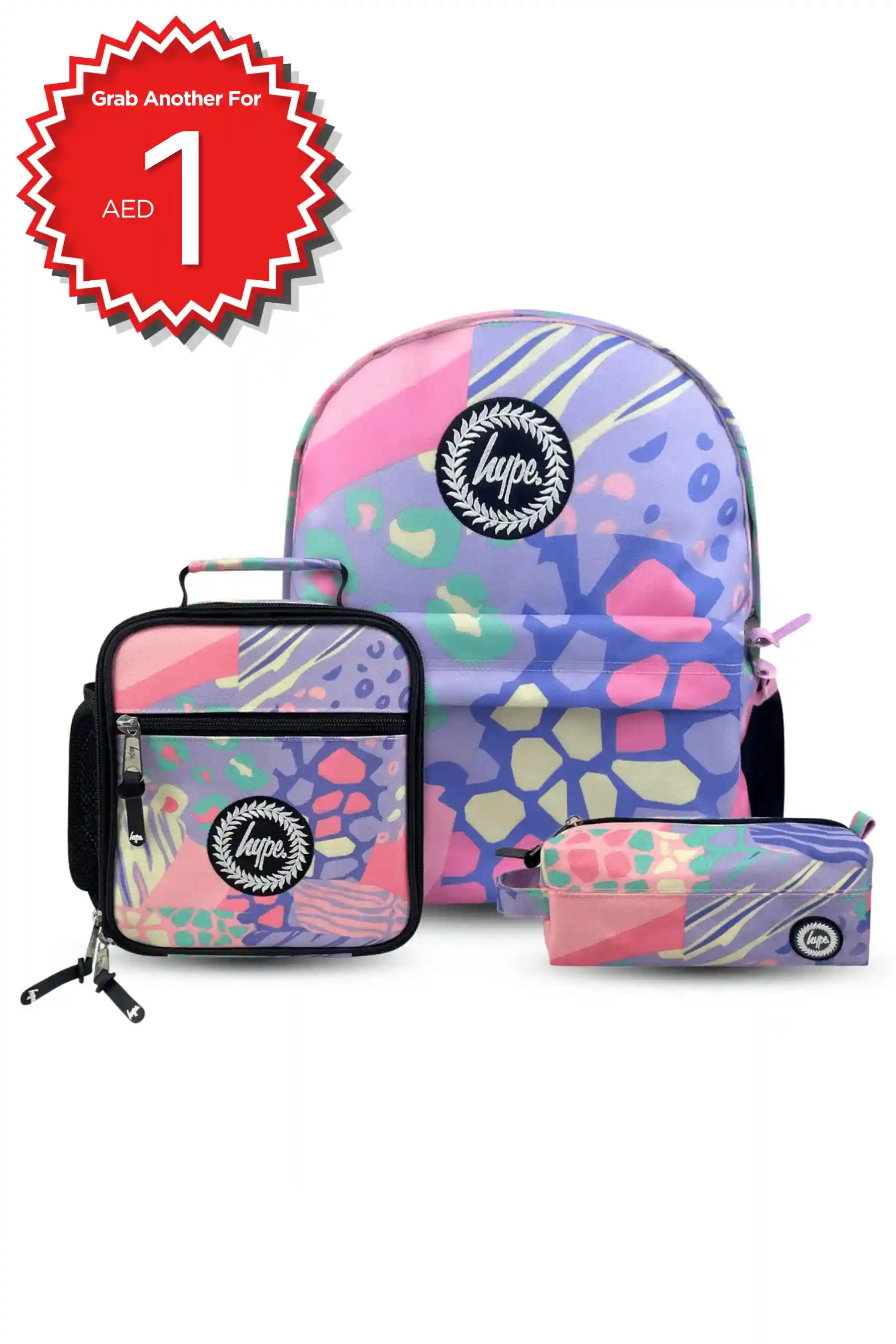 Hype Pastel Prints girls' school bag set — bold design for school in UAE