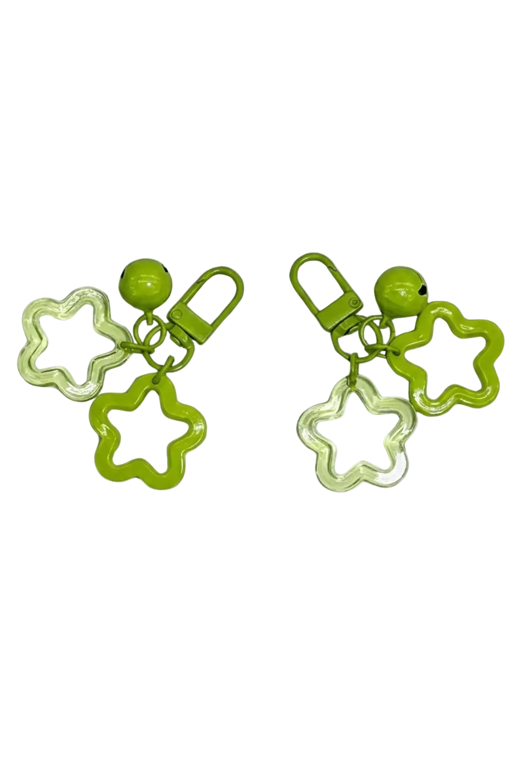 Green Star Charm Keyrings, Set of 2