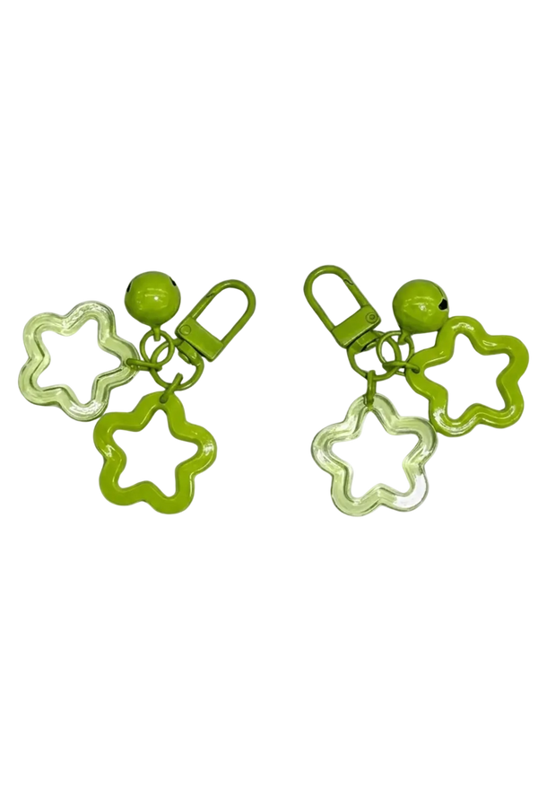 Green Star Charm Keyrings, Set of 2