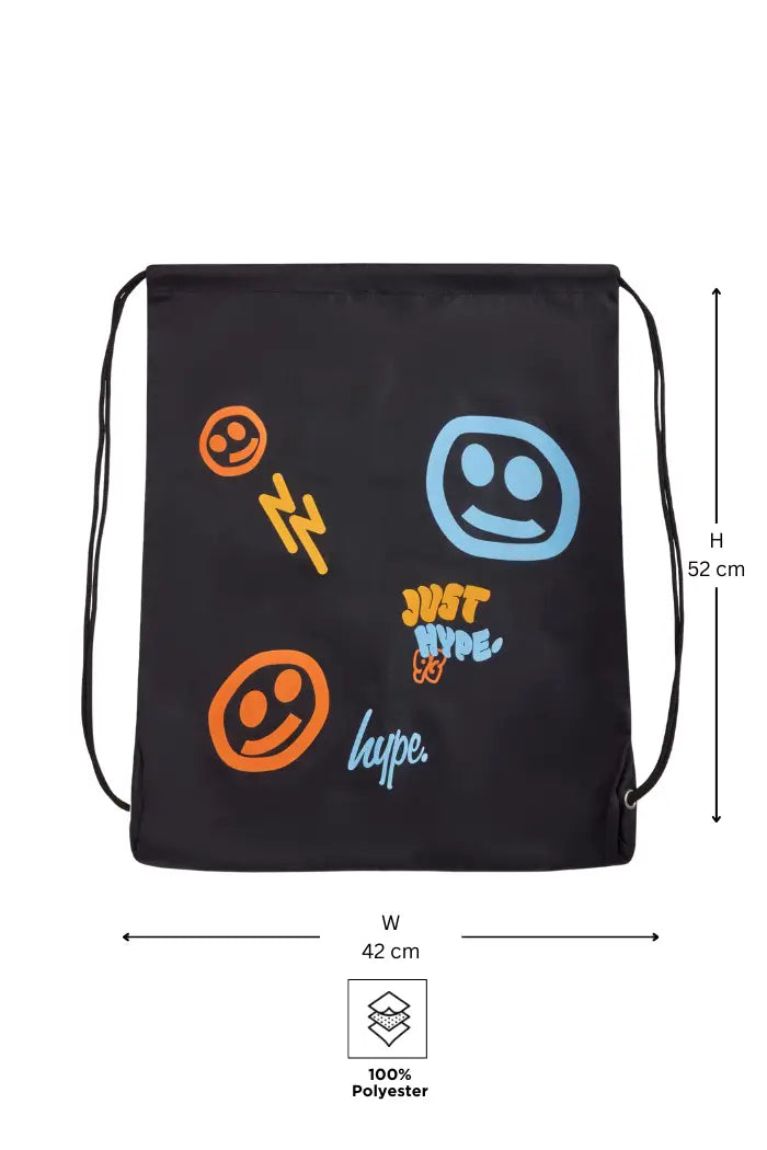 BLACK SMILEY FACE DRAWSTRING BAG — image 3