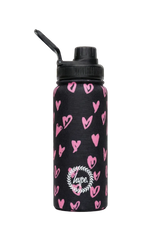 Hype Black & Pink Scribble Heart insulated water bottle — bold design for school in UAE