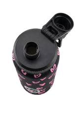 Hype Black & Pink Scribble Heart 600ml insulated bottle — stainless steel cap detail