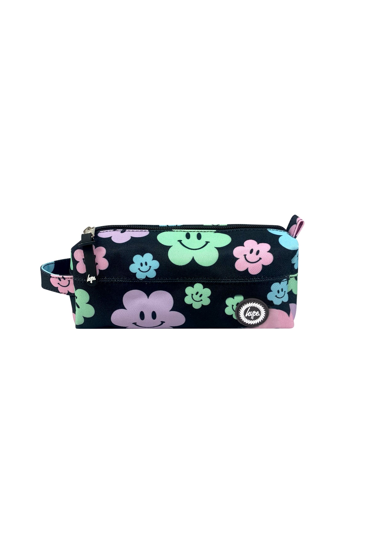 Hype Black Happy Flowers girls' pencil case — bold design for school in UAE