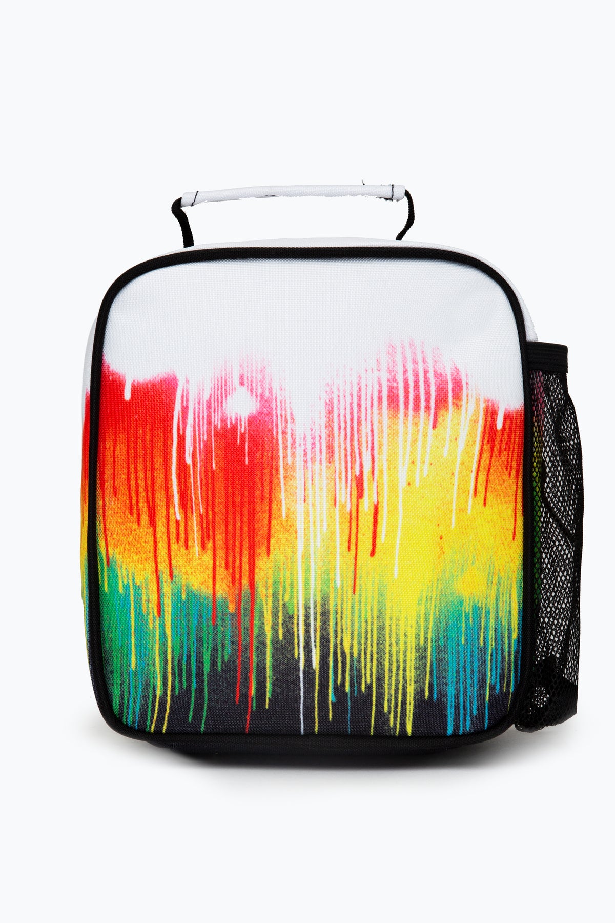 Hype Drips Multicolor insulated lunch bag — open showing insulated interior and compartments