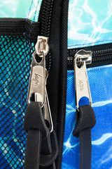 Hype Blue Pool Fade insulated lunch bag — close-up of logo and design details