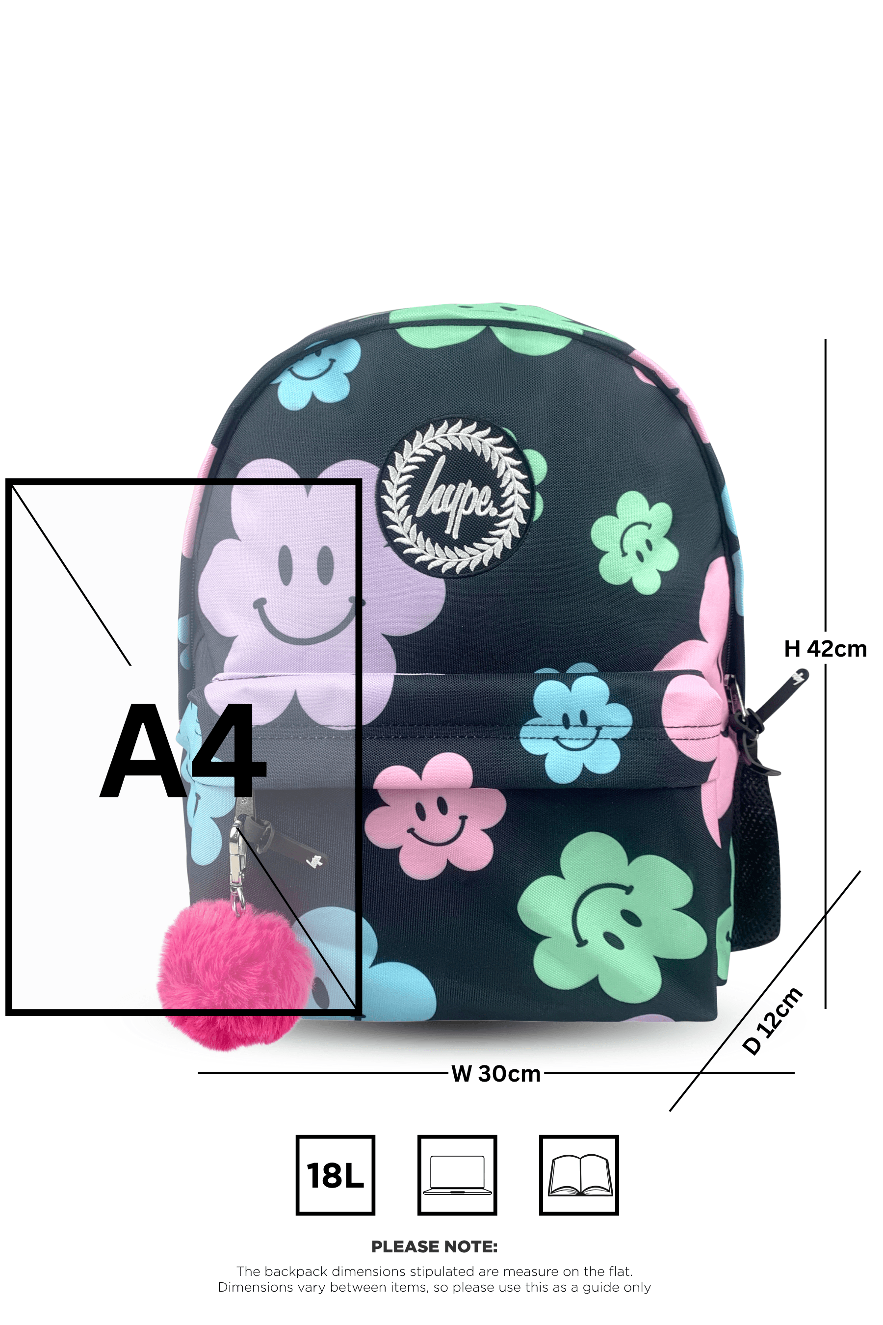 Iconic Backpack - Black Happy Flowers