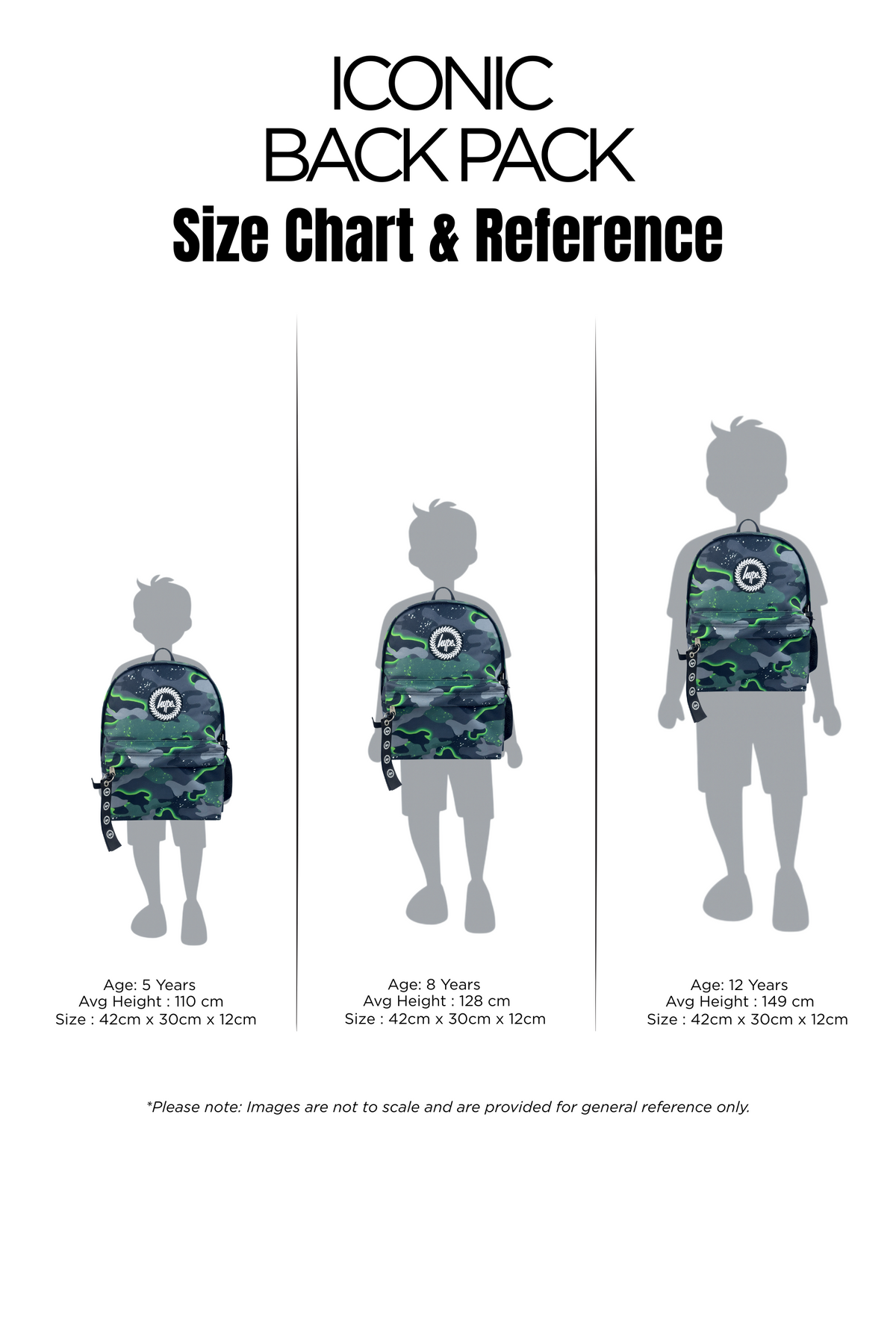Hype Green Glow Camo backpack interior — main compartment and front pocket detail