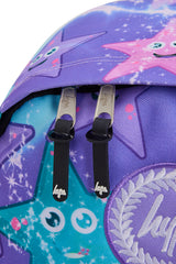 Hype Purple & Green Starfish backpack — padded back panel and adjustable straps