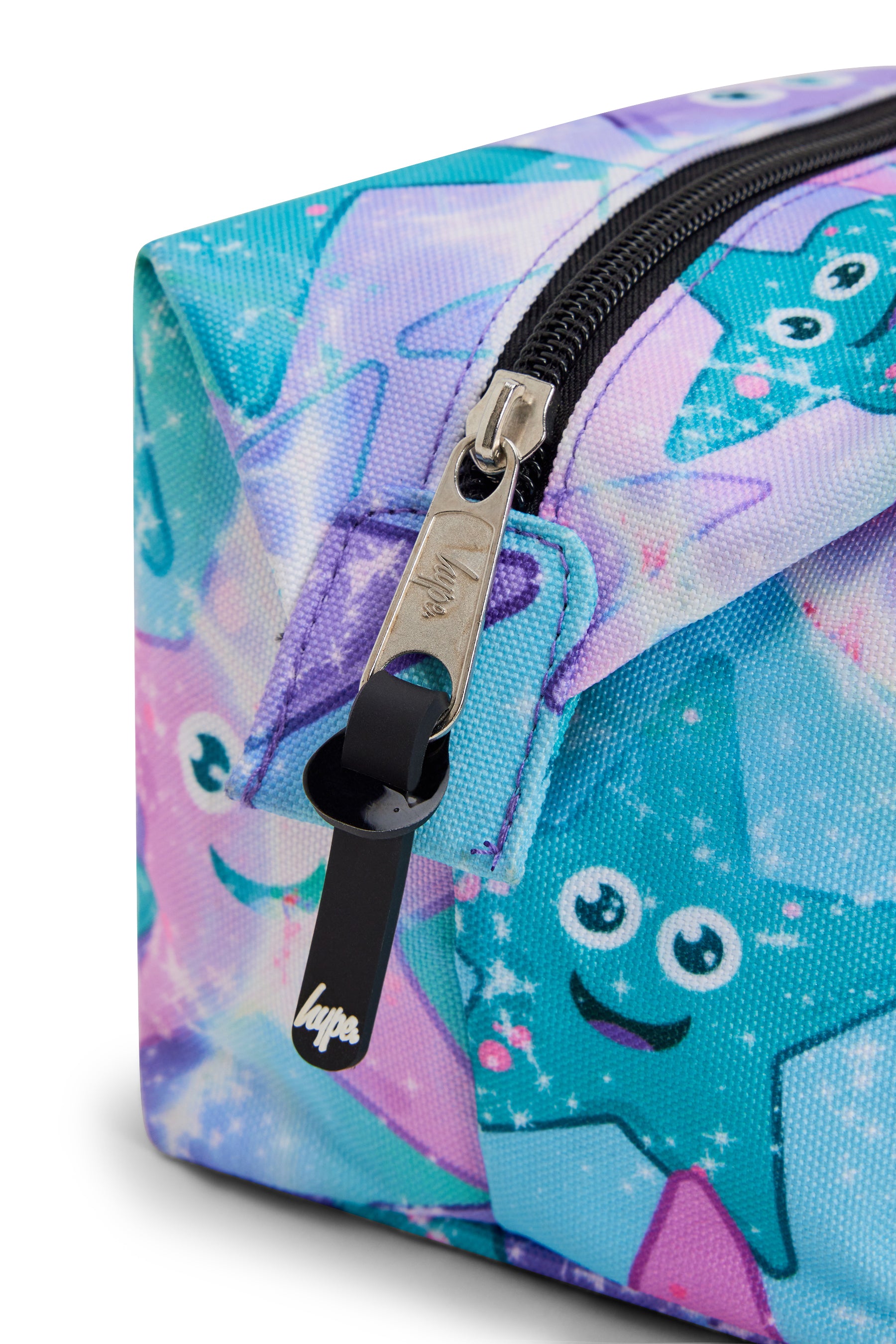 Hype Purple & Green Starfish pencil case lifestyle shot — school-ready and on-trend