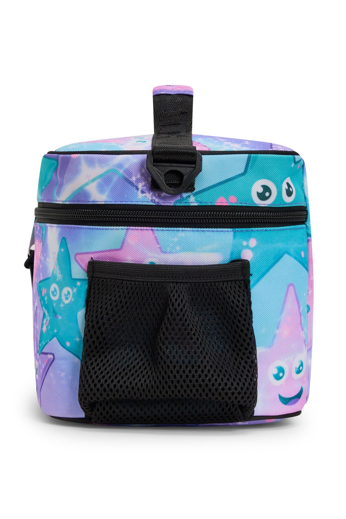Hype Purple & Green Starfish insulated lunch bag — open showing insulated interior and compartments