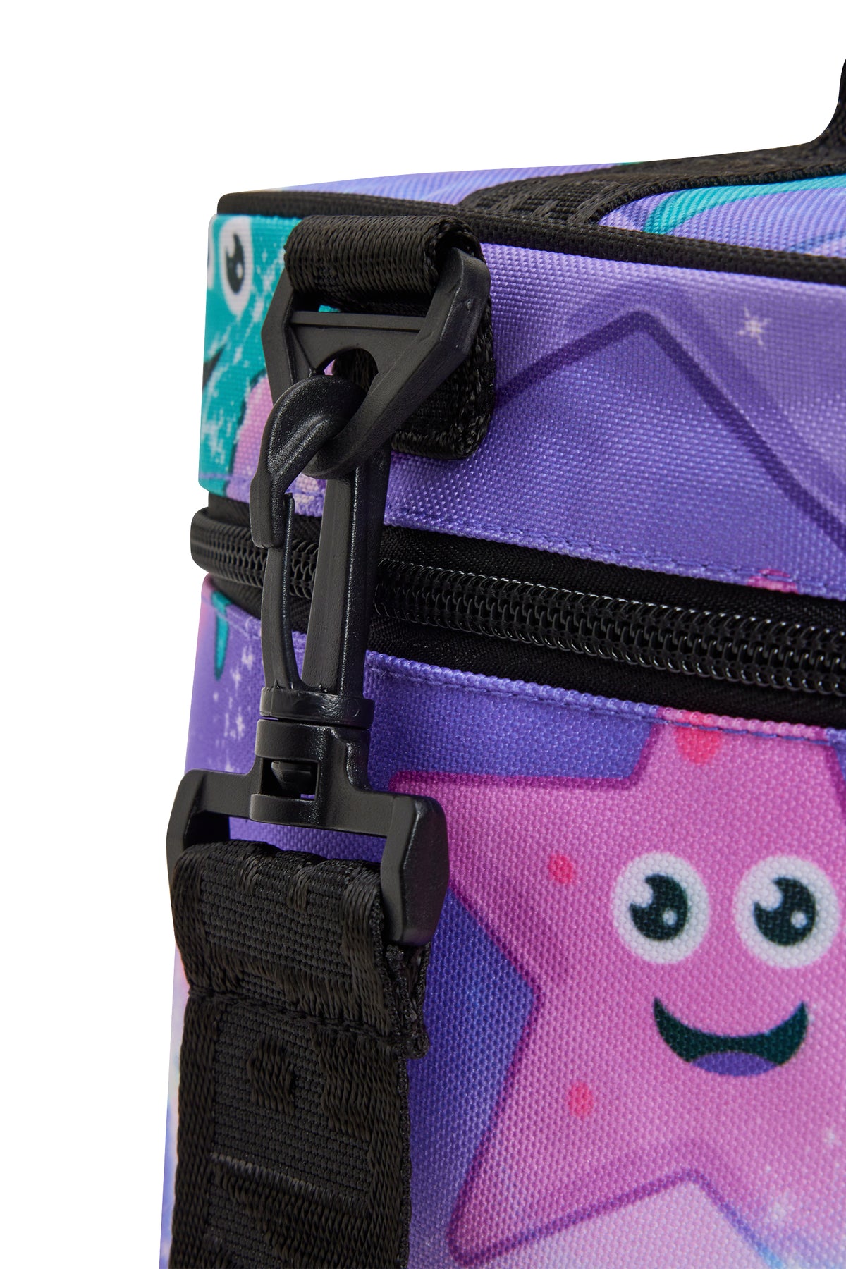 Hype Purple & Green Starfish insulated lunch bag lifestyle shot — school-ready and on-trend