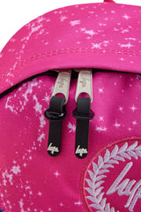 Hype Pink Palms backpack — padded back panel and adjustable straps