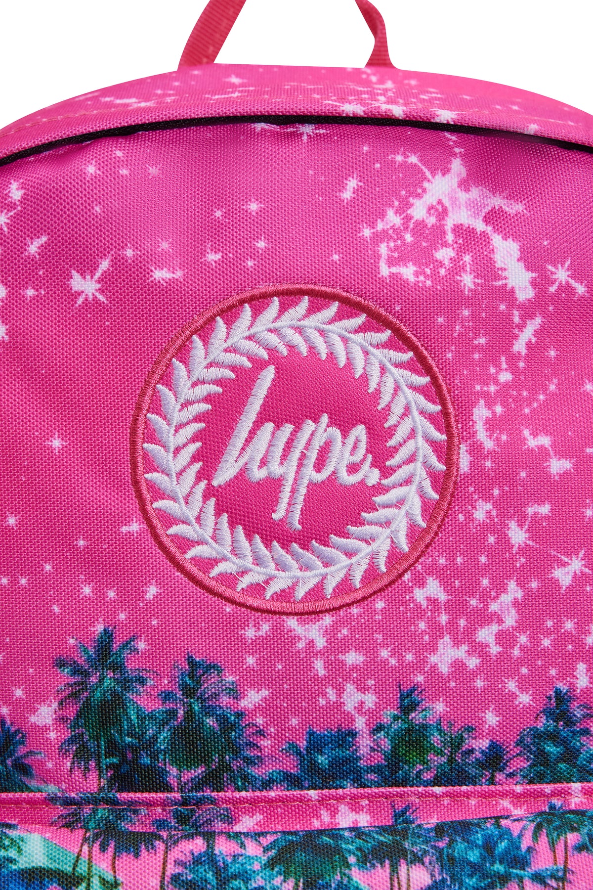 Hype Pink Palms backpack — dimensions and size reference for school use