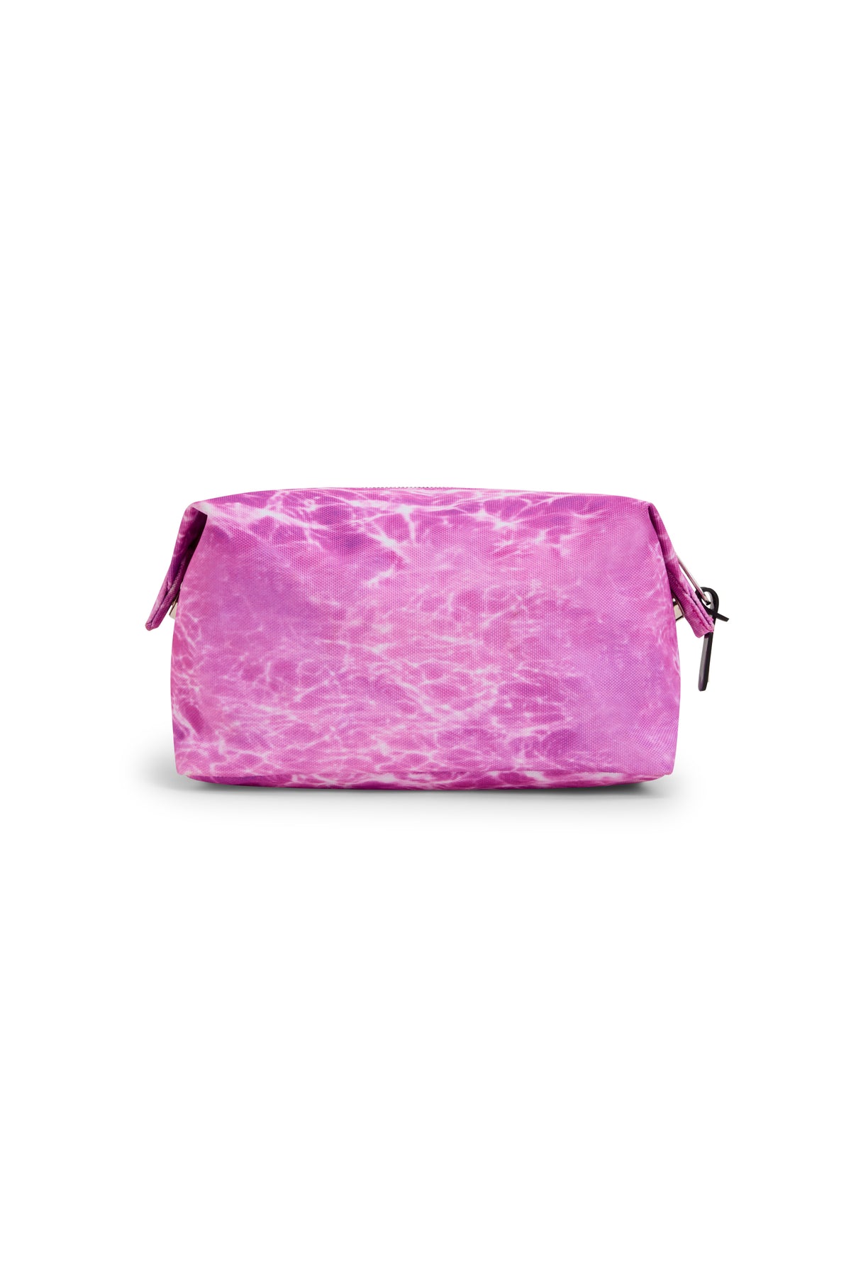 Hype Pink Palms pencil case — close-up of logo and design details