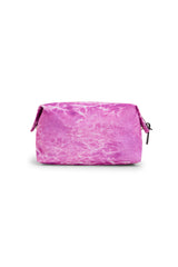 Hype Pink Palms pencil case — close-up of logo and design details