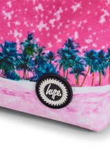 Hype Pink Palms pencil case — bold colour and print from every angle