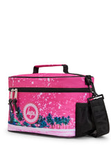 Hype Pink Palms insulated lunch bag front view — vibrant print and durable build