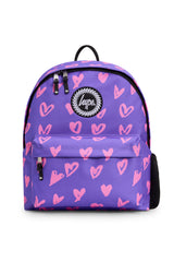 Hype Purple & Pink Scribble Heart backpack — bold design for school in UAE