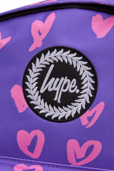 Hype Purple & Pink Scribble Heart backpack worn by teen — ideal school bag UAE