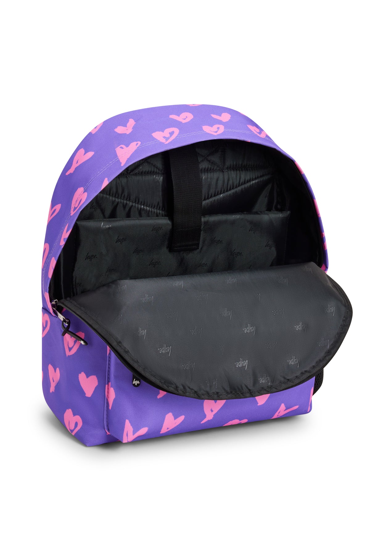 Hype Purple & Pink Scribble Heart backpack — school essential with iconic Hype branding