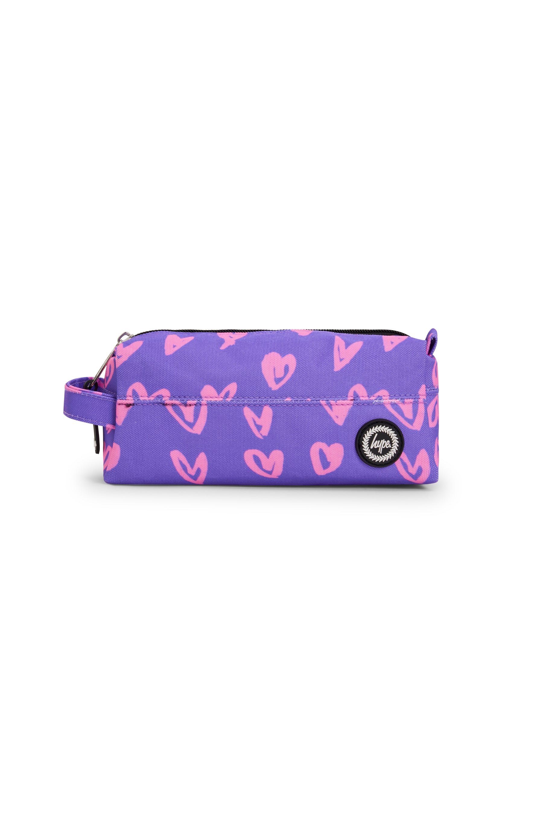 PURPLE / PINK SCRIBBLE HEART PENCIL CASE