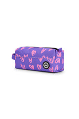 Hype Purple & Pink Scribble Heart pencil case front view — vibrant print and durable build
