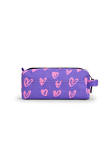 Hype Purple & Pink Scribble Heart pencil case — close-up of logo and design details