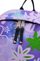 Hype Purple Floral Doodle backpack — padded back panel and adjustable straps