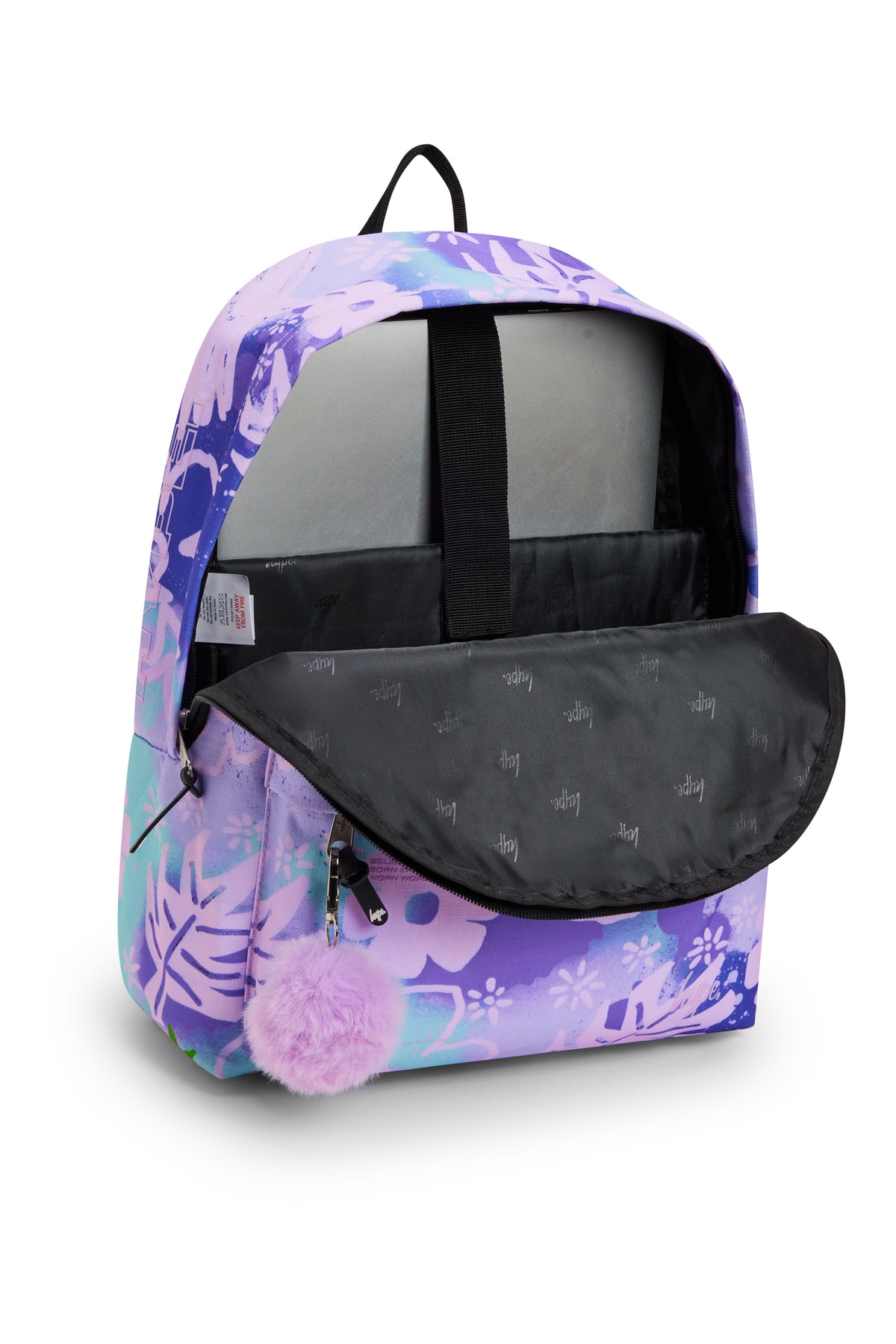 Hype Purple Floral Doodle backpack — additional view, trendy school accessory UAE