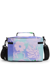 Hype Purple Floral Doodle insulated lunch bag — close-up of logo and design details