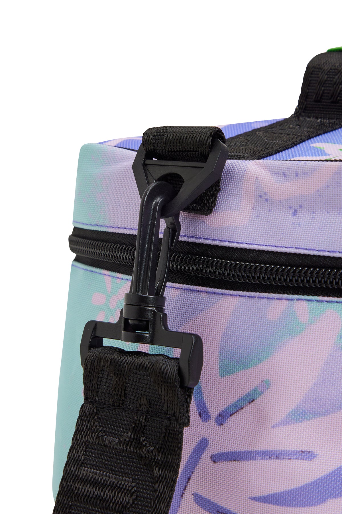 Hype Purple Floral Doodle insulated lunch bag lifestyle shot — school-ready and on-trend