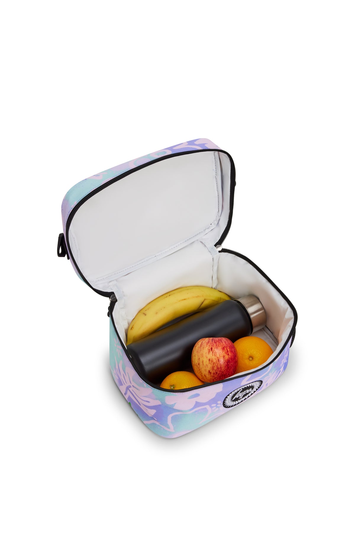 Hype Purple Floral Doodle insulated lunch bag — additional view, trendy school accessory UAE