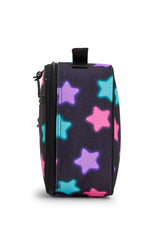 Hype Black Star Glow insulated lunch bag — open showing insulated interior and compartments